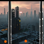 **Prompt 1: The Blurring Veil**
    A contemporary urban landscape at dusk, with subtle digital overlays suggesting pervasive surveillance and data collection. In the foreground, a lone figure holds a smartphone, its screen reflecting fragmented images of classic dystopian novel covers like '1984' and 'Brave New World.' The atmosphere is subtly unsettling, with a hazy, almost polluted sky hinting at environmental decay. Robotic elements or subtle AI symbols are integrated into the city architecture, representing technological advancement intertwined with potential loss of autonomy. The overall mood should be contemplative and slightly melancholic, visually capturing the vanishing boundary between speculative fiction and present-day reality. High-resolution, cinematic lighting, deep focus.